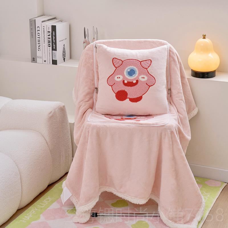 正品牛奶绒用抱枕被子两头二合用一加厚午睡毯子办公室枕被车载车