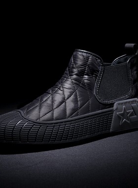 景鸿男鞋男士秋冬潮鞋一脚蹬羽绒布棉鞋201102【加绒可选】