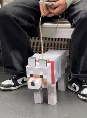 我的世界狗个性创意游戏周边手工diy材料包立体像素小狗折纸模型