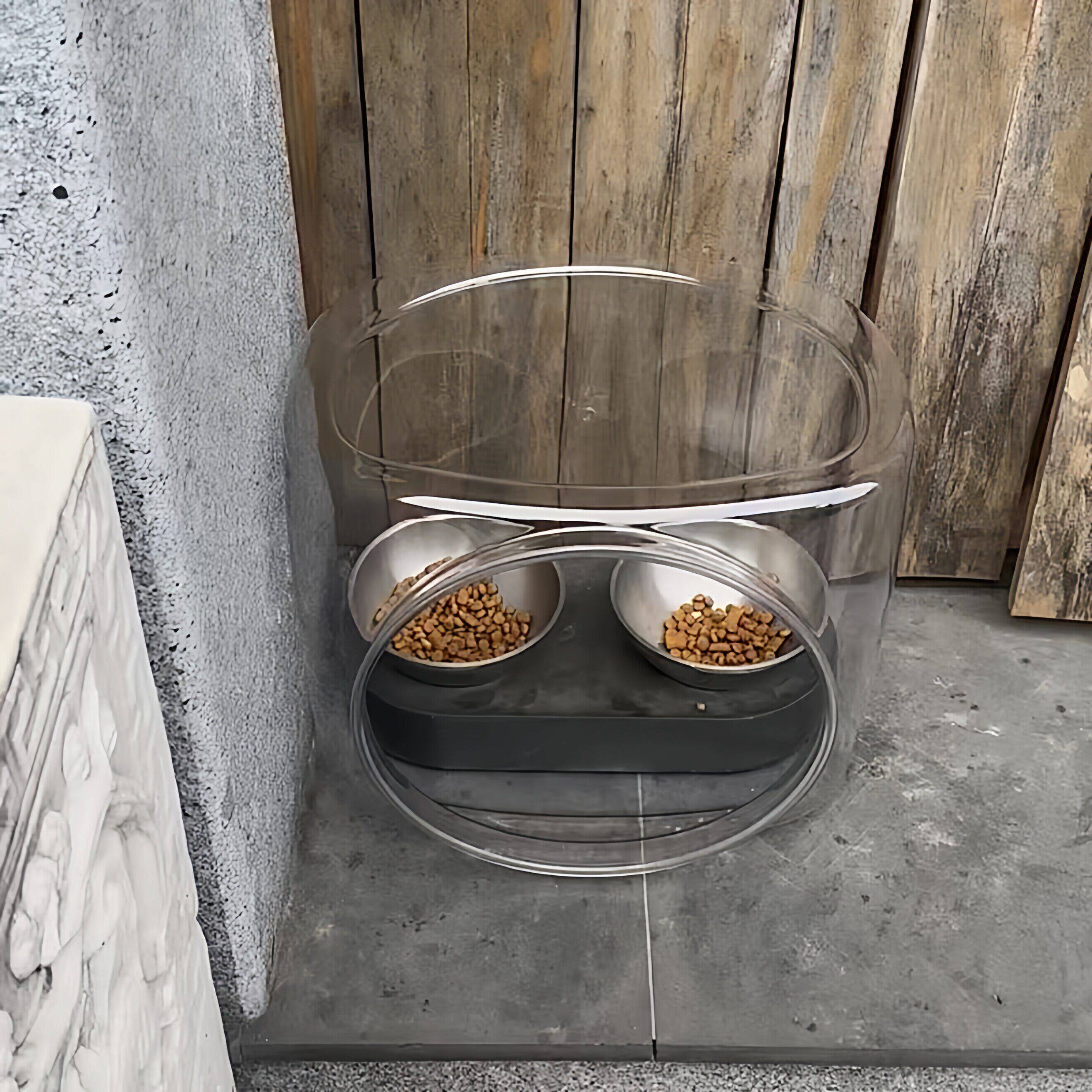 防雨猫碗罩户外庭院防虫防蚂蚁大空间猫粮罩家用简约透明塑料猫窝