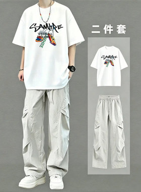夏季ins短袖T恤男2026新款宽松高级纯棉半袖体恤夏日流行衣服男装