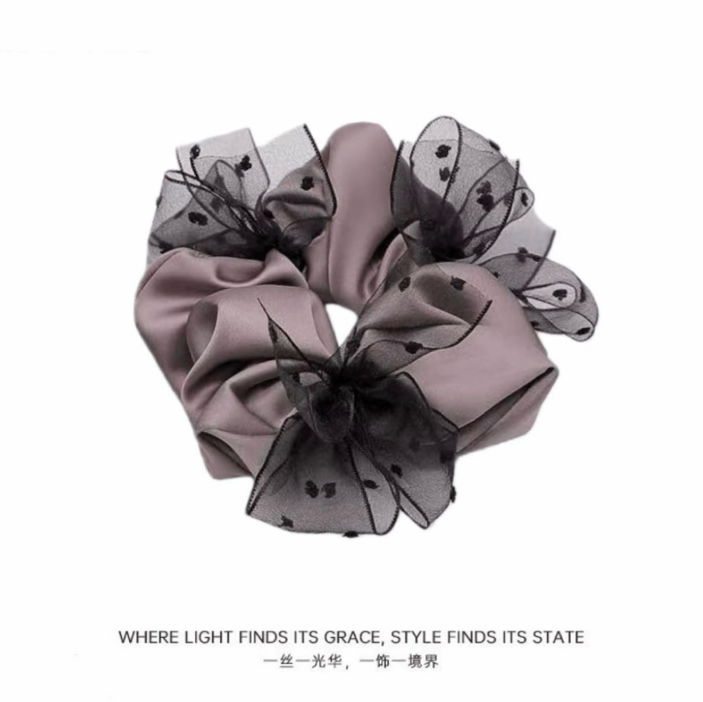 慵懒又高级~重工缎面蝴蝶结发圈温柔风气质布艺大肠圈丸子头发圈