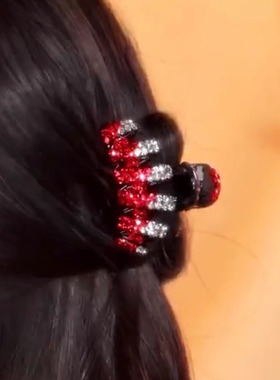 高级感红色不规则发夹女半扎发小号亚克力抓夹甜美刘海发卡头饰