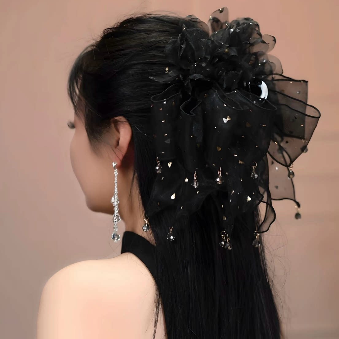 韩版新款高级轻奢抓夹小众简约精致蓬松发夹显发量流苏气质女发饰图片