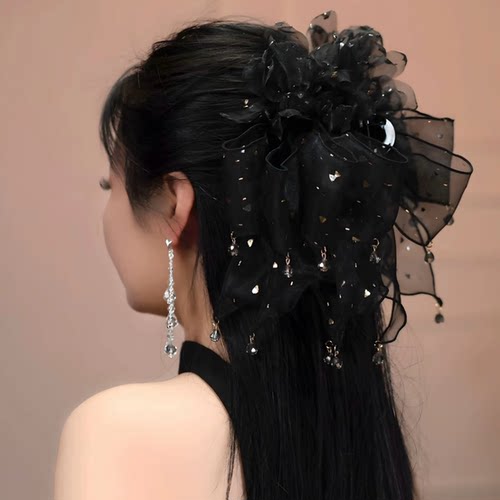 韩版新款高级轻奢抓夹小众简约精致蓬松发夹显发量流苏气质女发饰