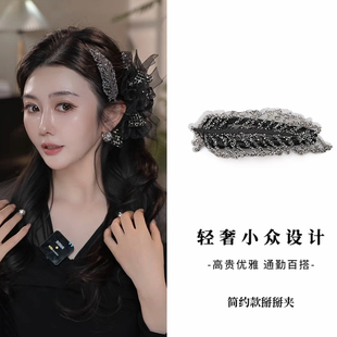 韩版水钻树叶发夹女侧边刘海碎发bb夹气质网红优雅头饰超仙发饰女