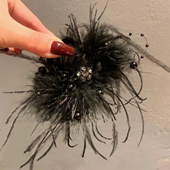 高级感轻奢法式 黑色羽毛抓夹女2024秋冬新款 后脑勺显发量鲨鱼夹子