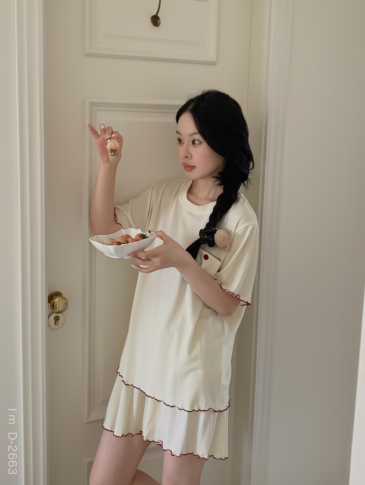杜小宅天丝棉撞色花边夏季透气舒适家居服睡衣松弛慵懒二件套套装