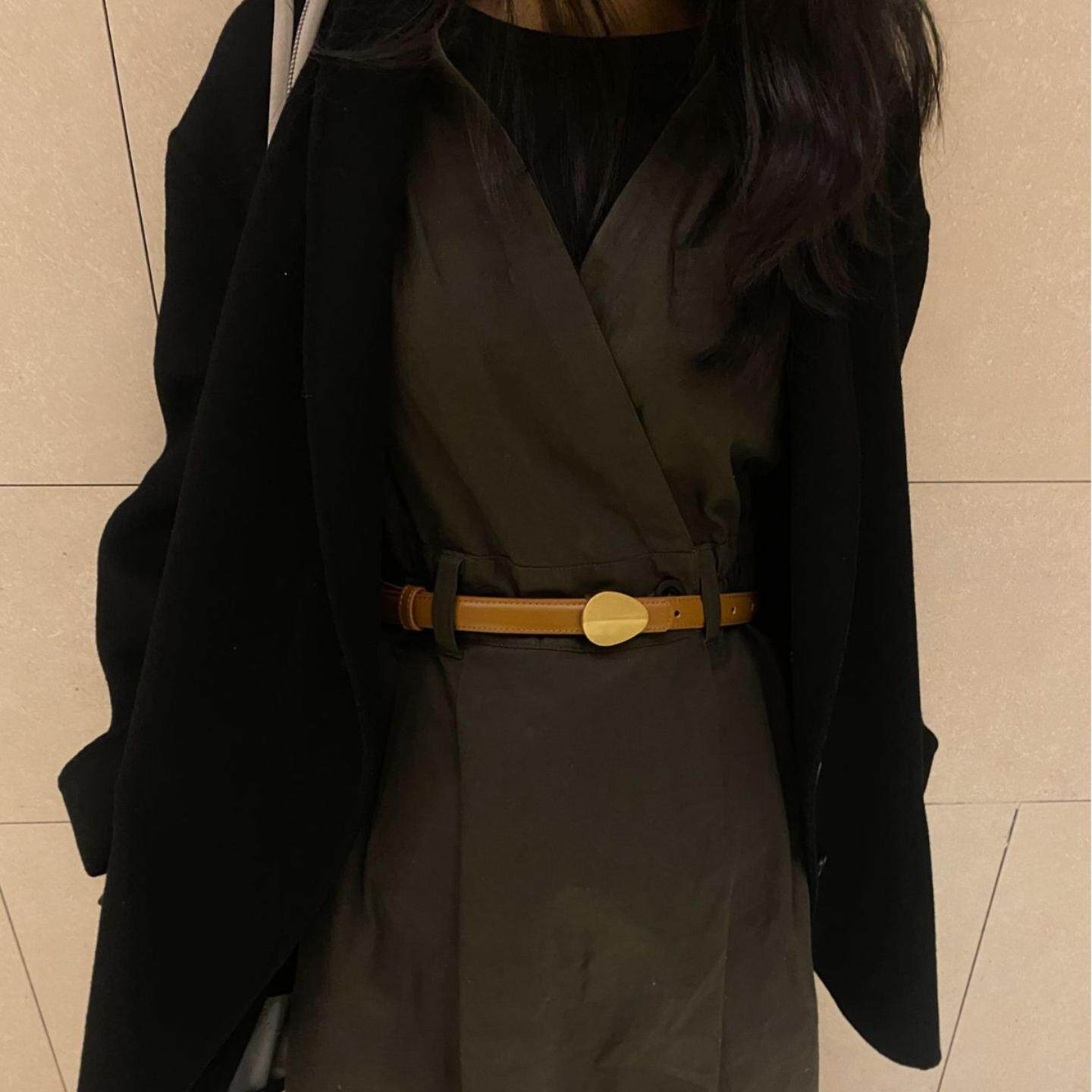 头层牛皮女士皮带配连衣裙西装大衣树叶状扣女腰带牛仔裤带配饰