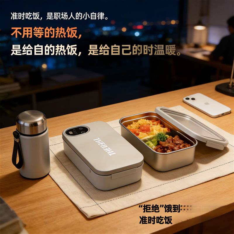 加班神器加热饭盒充电款免注水可插电便携热饭神器usb电加热饭盒