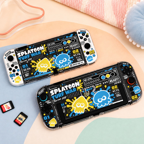 Switch OLED保护壳NS续航Switch2外壳可插底座壳可爱黄蓝喷射战士