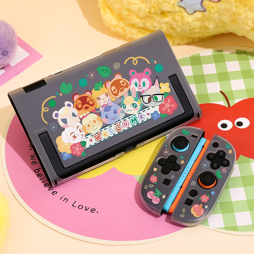 Switch OLED保护壳NS续航Switch2外壳可插底座壳动森家族肤感磨砂