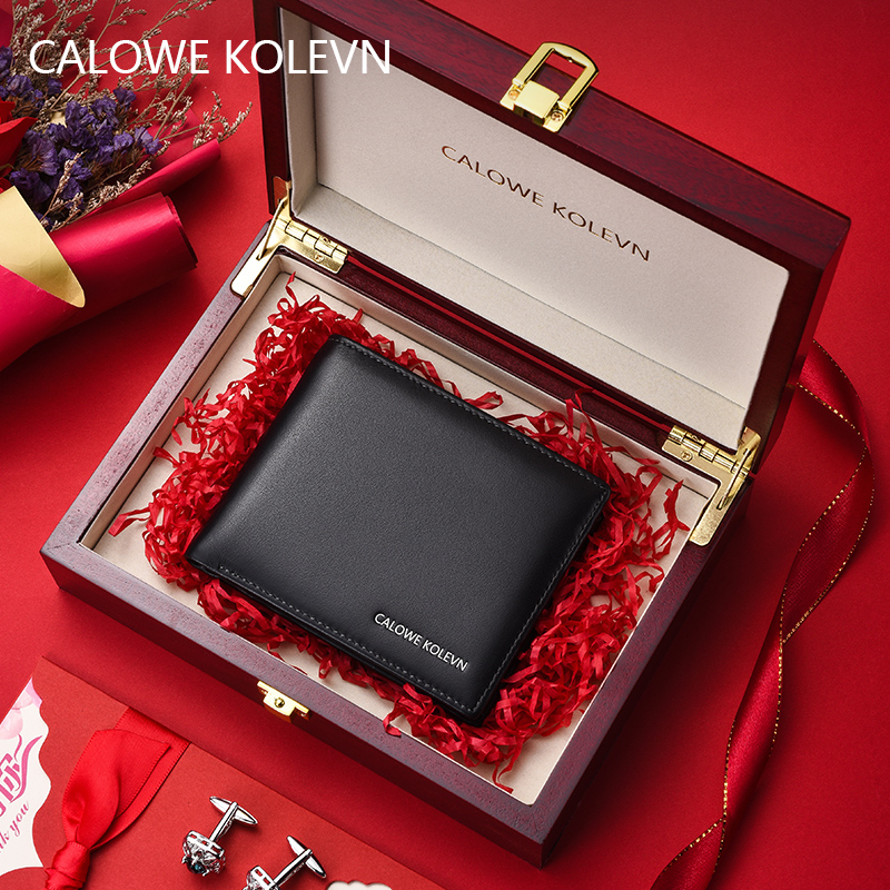 英国CALOWE KOLEVN真皮男士钱包短款2025新款小牛皮钱夹皮夹礼物