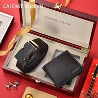 Золотой бумажник, ремень, комплект, подарочная коробка