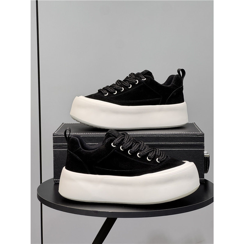 j板鞋男款2025秋季款真皮面包鞋轻便松糕厚底鞋百搭系带休闲鞋