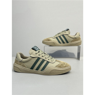 yj潮牌时尚三条杠小白鞋2025秋季新款真皮低帮软底运动休闲板鞋男