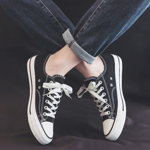 帆布鞋男韩版休闲复古板鞋百搭潮鞋低帮学生小白鞋情侣款鞋子