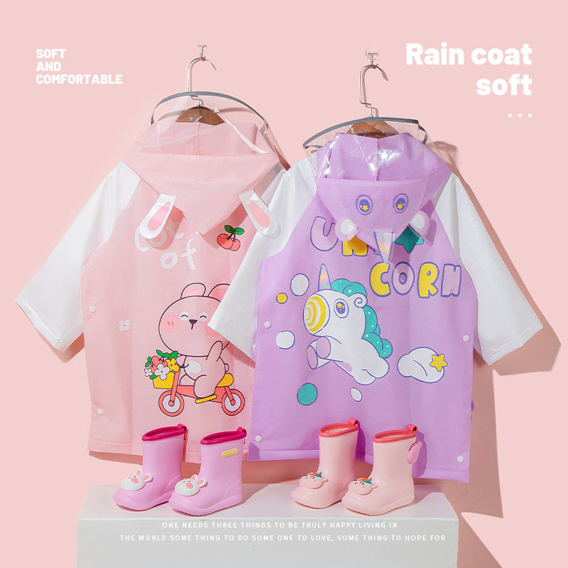 儿童雨衣女童全身防水轻便中小童幼儿园书包位大童雨鞋套装男孩