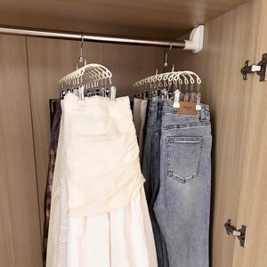 【衣柜收纳】多夹子衣架家用挂衣挂裤子裙子不留痕双排专用防风夹