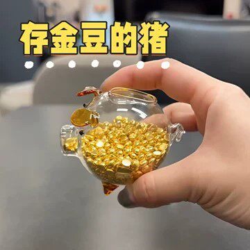 金豆豆收纳瓶攒金豆金猪存钱罐存装黄金的瓶子迷你透明玻璃瓶小猪