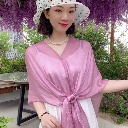 女士外搭披肩夏薄款防晒斗篷开衫薄纱小坎肩骑车防紫外线丝巾披风