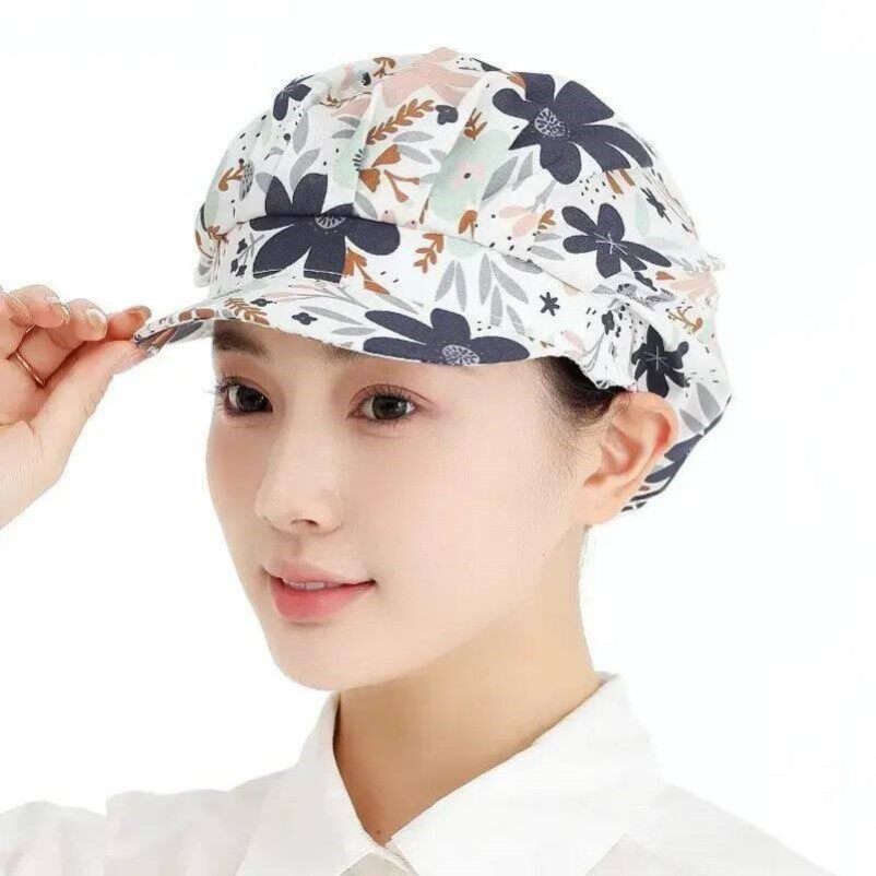 韩版厨师帽女厨房家用做饭炒菜防油烟防掉发卫生帽车间防尘帽纯棉