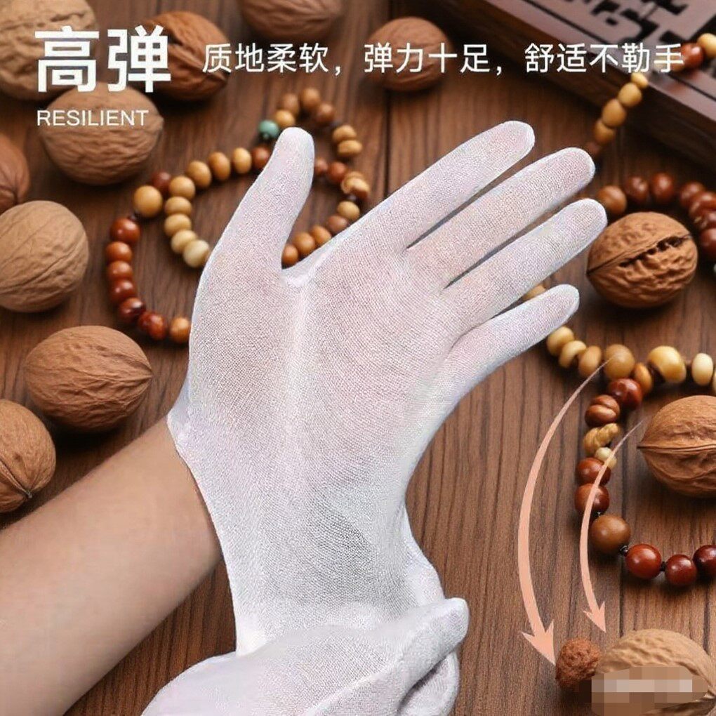 夏季超薄透气白手套男女款礼仪文玩纯棉防汗薄纱布一次性打底内衬