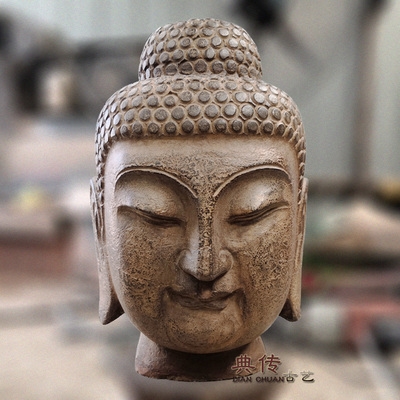 正品石雕佛头像供奉禅意青石佛像玄关风水镇宅摆件仿古家居装饰艺