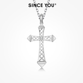 Since You希望之塔十字架项链男士 纯银3d立体吊坠高级感锁骨链女
