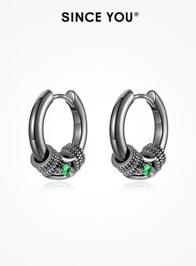 Since You诱惑之眼耳钉男2025年新款黑色耳环蛇年国潮复古耳饰女