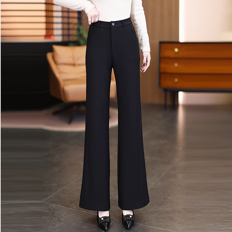 春秋西装微喇休闲裤子女新款高腰弹力妈妈时尚显瘦百搭喇叭长裤