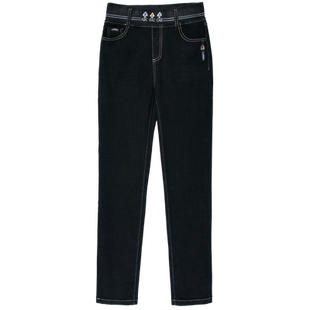 牛仔裤女直筒秋冬加绒女士妈妈裤2025年新款弹力高腰中老年裤宽松