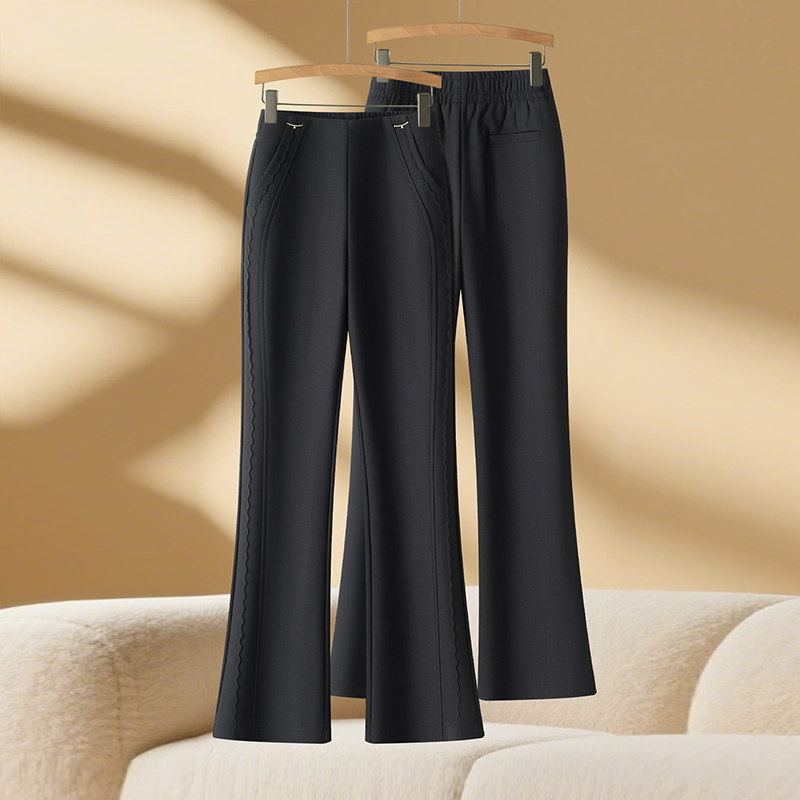 春秋新款弹力微喇休闲裤子女时尚高腰舒适日常通勤显高遮胯长裤