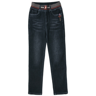 妈妈松紧腰牛仔裤女秋冬加绒直筒裤2025新款弹力高腰中老年裤宽松