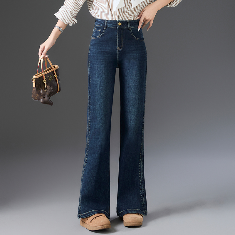 春秋微喇牛仔裤子女2025新款高腰弹力修身气质显瘦百搭喇叭长裤