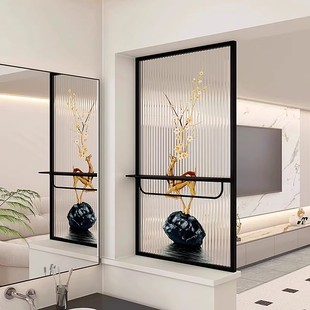 新款简约半墙长虹玻璃隔断轻奢卫生间屏风干湿区洗手台毛巾置物架