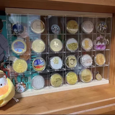 纪念币展示架金牌吧唧防尘收纳架亚克力谷子徽章seria同人挂件框