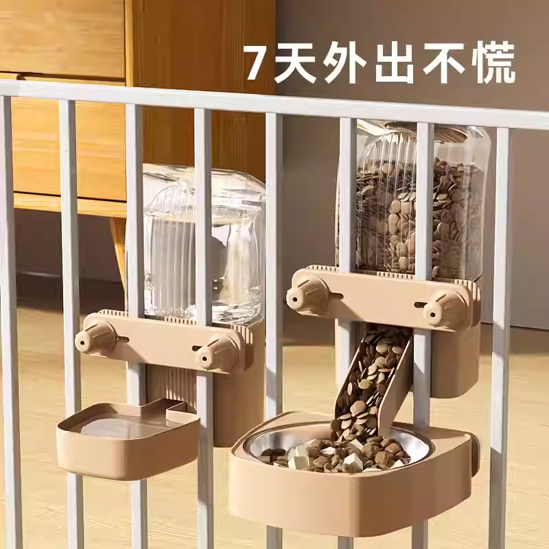 宠物挂笼饮水器狗狗自动喂食器猫咪不锈钢粮碗大容量喂水器狗食碗