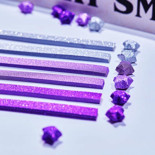 闪钻亮粉渐变色星星成品五角星幸运星手工折纸纸条材料许愿瓶填充