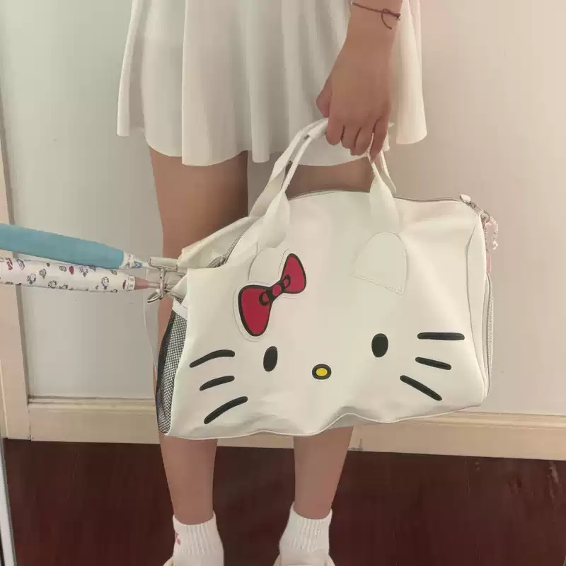 哈喽kitty羽毛球包女款大容量手提包可爱网球包轻便单肩斜挎便携