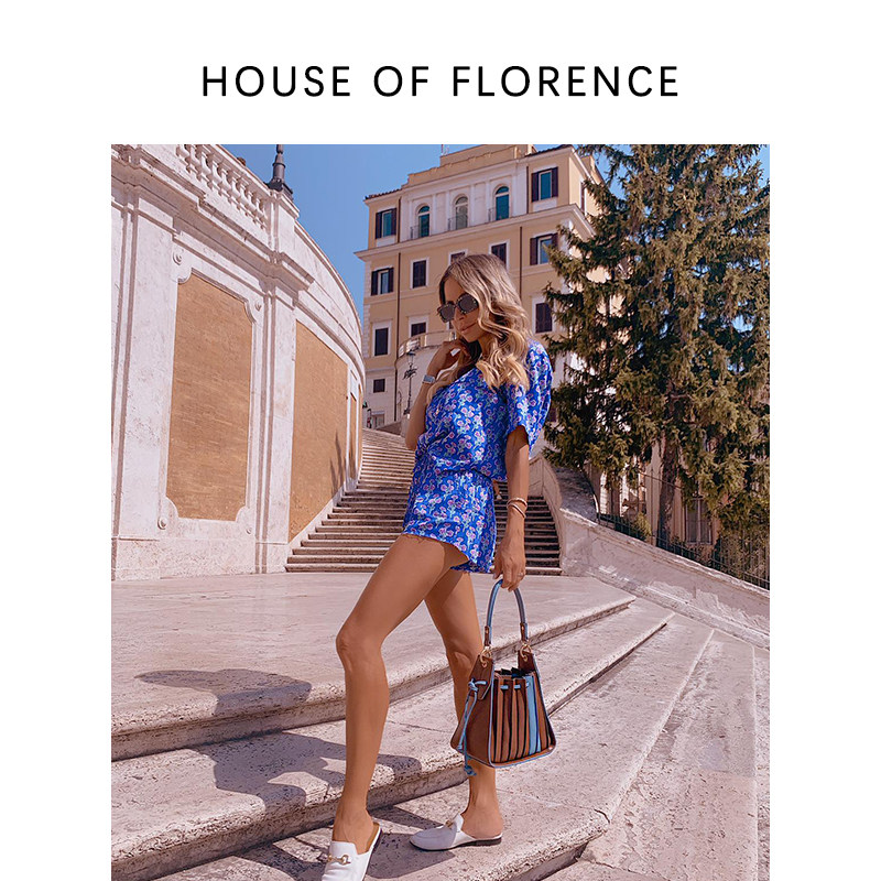 HOUSE OF FLORENCE佛罗包 意大利褶皱风琴包女单肩斜挎手提小方包