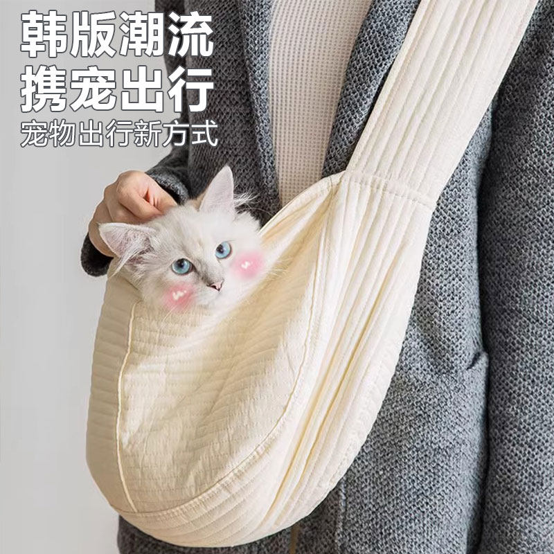 猫包外出可携式帆布斜挎宠物揹包狗包出门胸前兜轻便款遛猫袋大容