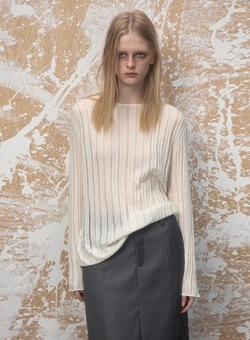 ARTBRUT羊毛毛衣镂空织法软糯慵懒宽松打底套头圆领一字领毛衫