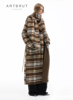 artbrut双面穿阿尔巴卡羊毛长裤大衣送围巾