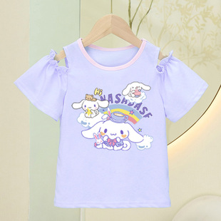薄 女童纯棉儿童百搭月桂狗外穿半袖 大耳狗上衣 t恤夏季 玉桂狗短袖