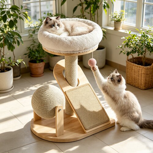 猫爬架猫窝一体实木猫抓板耐磨