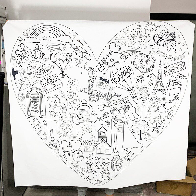 早教幼儿园儿童创意巨幅大型填色英语临摹涂鸦涂色画布绘书本册纸