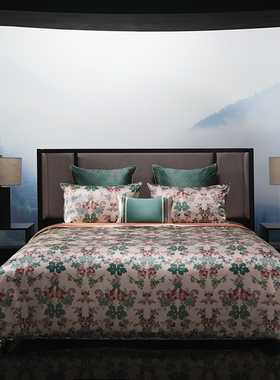 皇锦真丝印花双人被套三件套床品-吉祥多宝HJ11750