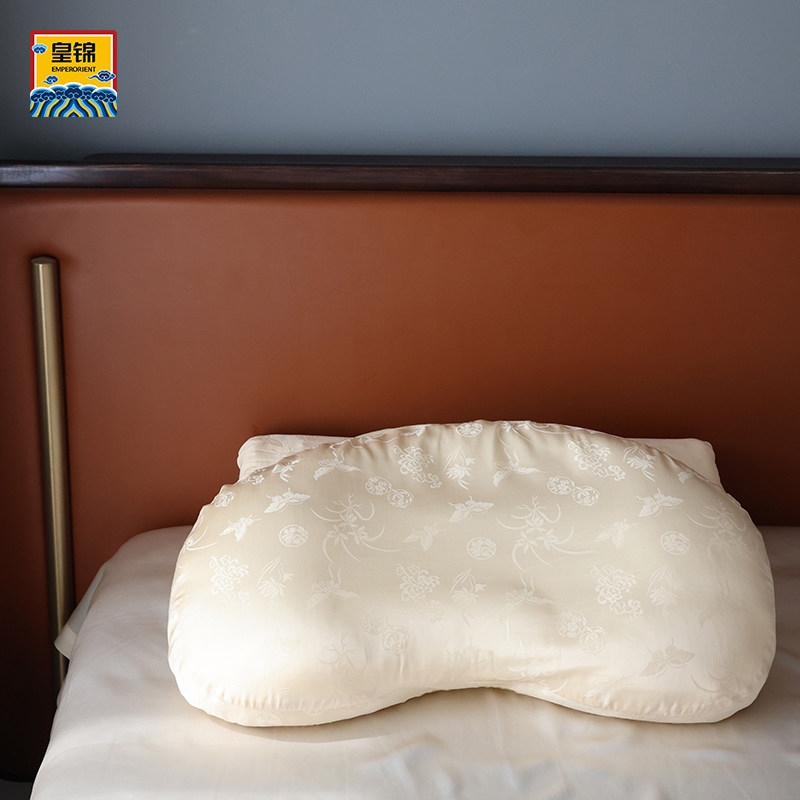 皇锦混纺(艾草纤维)元宝形软管枕-繁花景HJ11943