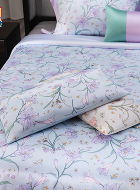 皇锦真丝印花经典形苦荞壳荞麦枕头-百合如意HJ11798